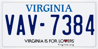 VA license plate VAV7384