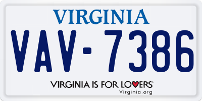 VA license plate VAV7386