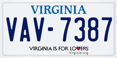 VA license plate VAV7387