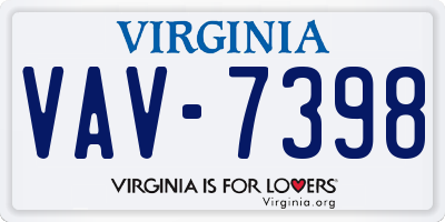 VA license plate VAV7398