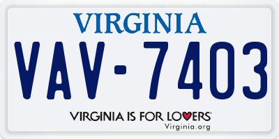 VA license plate VAV7403