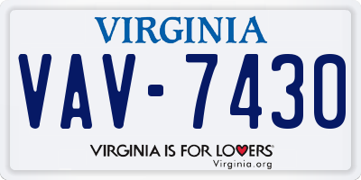 VA license plate VAV7430