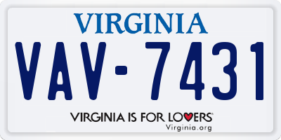 VA license plate VAV7431