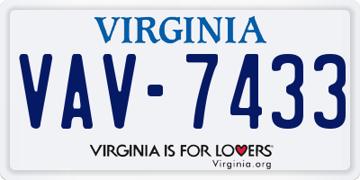 VA license plate VAV7433