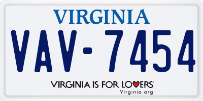 VA license plate VAV7454