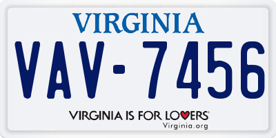 VA license plate VAV7456