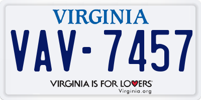 VA license plate VAV7457