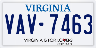 VA license plate VAV7463