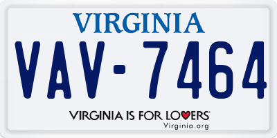 VA license plate VAV7464