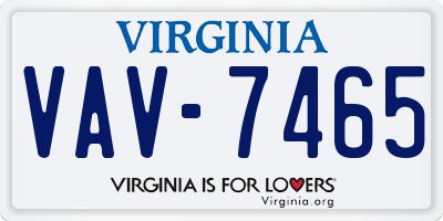 VA license plate VAV7465