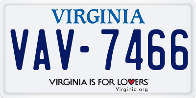 VA license plate VAV7466