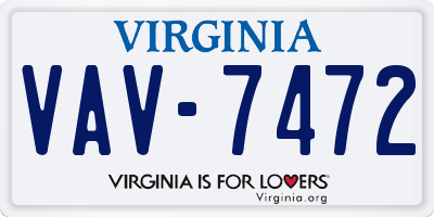 VA license plate VAV7472