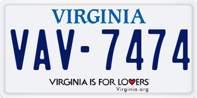 VA license plate VAV7474
