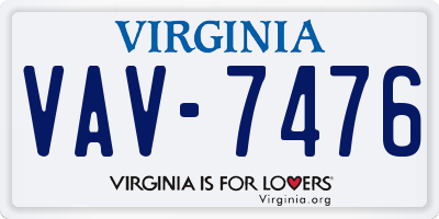 VA license plate VAV7476
