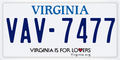 VA license plate VAV7477