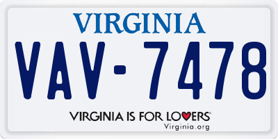 VA license plate VAV7478