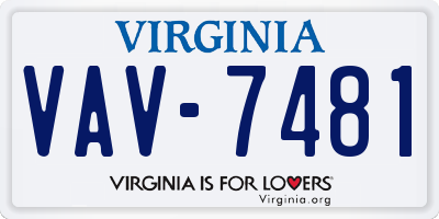 VA license plate VAV7481