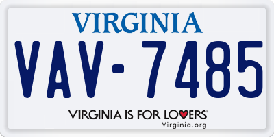VA license plate VAV7485
