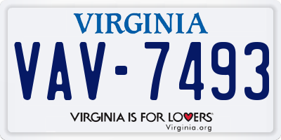 VA license plate VAV7493