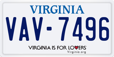 VA license plate VAV7496