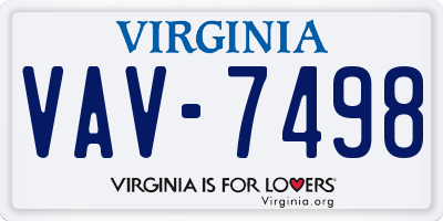 VA license plate VAV7498