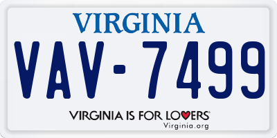 VA license plate VAV7499