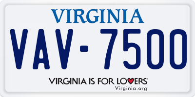 VA license plate VAV7500