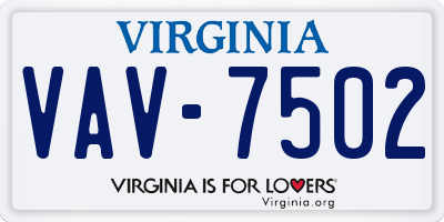VA license plate VAV7502