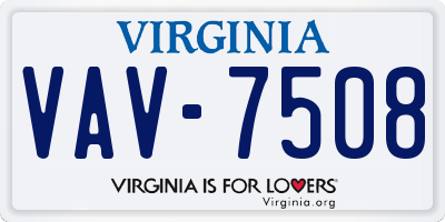 VA license plate VAV7508