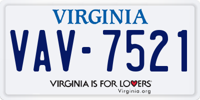 VA license plate VAV7521