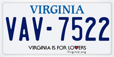 VA license plate VAV7522