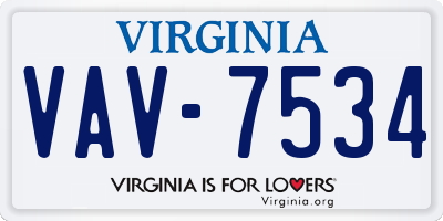 VA license plate VAV7534