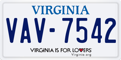 VA license plate VAV7542