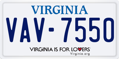VA license plate VAV7550