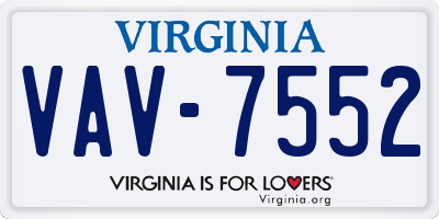 VA license plate VAV7552