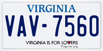 VA license plate VAV7560