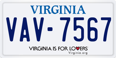 VA license plate VAV7567