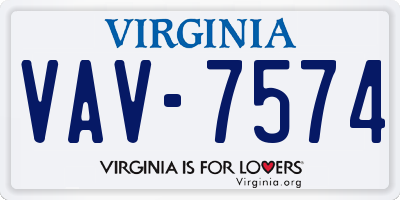 VA license plate VAV7574