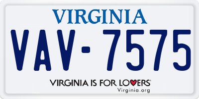 VA license plate VAV7575