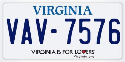 VA license plate VAV7576