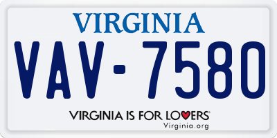 VA license plate VAV7580