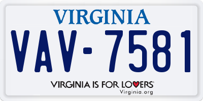 VA license plate VAV7581