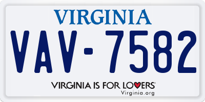 VA license plate VAV7582