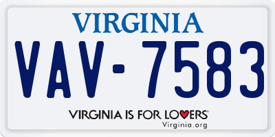 VA license plate VAV7583