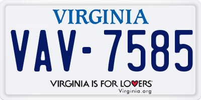 VA license plate VAV7585