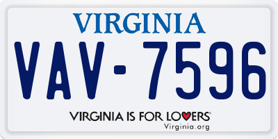 VA license plate VAV7596