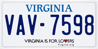 VA license plate VAV7598