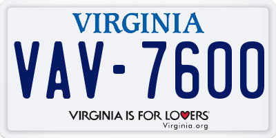 VA license plate VAV7600