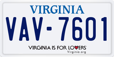 VA license plate VAV7601