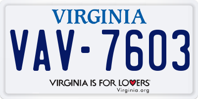 VA license plate VAV7603